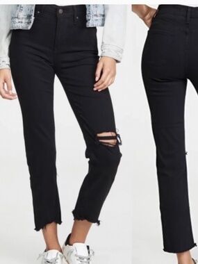 Levis 724 High Rise Straight Crop Jeans Black 28